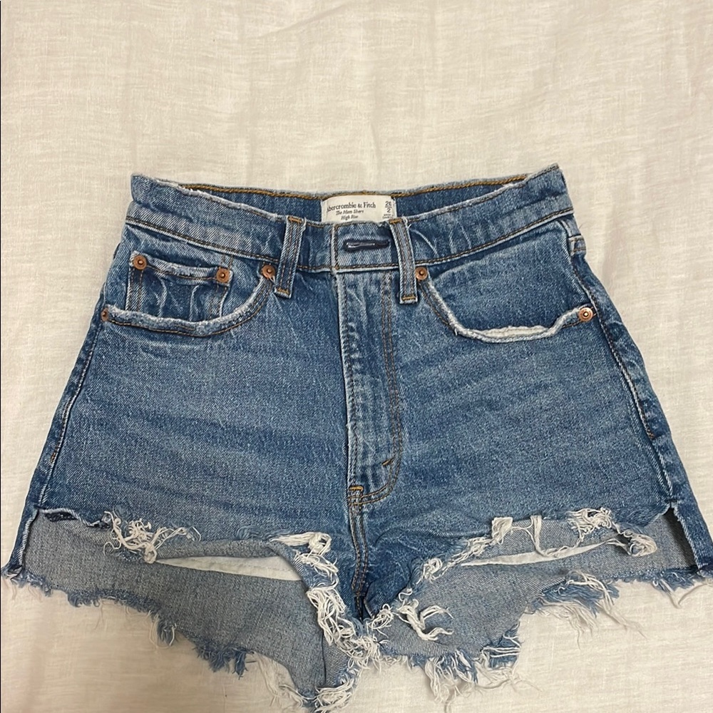 Abercrombie & Fitch Blue Jean Shorts Distressed High-Waisted